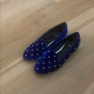 Blue velvet smoking slippers/loafers size 7